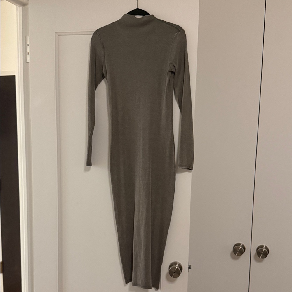 Zara ribbed midi Gray Long Sleeve Dress